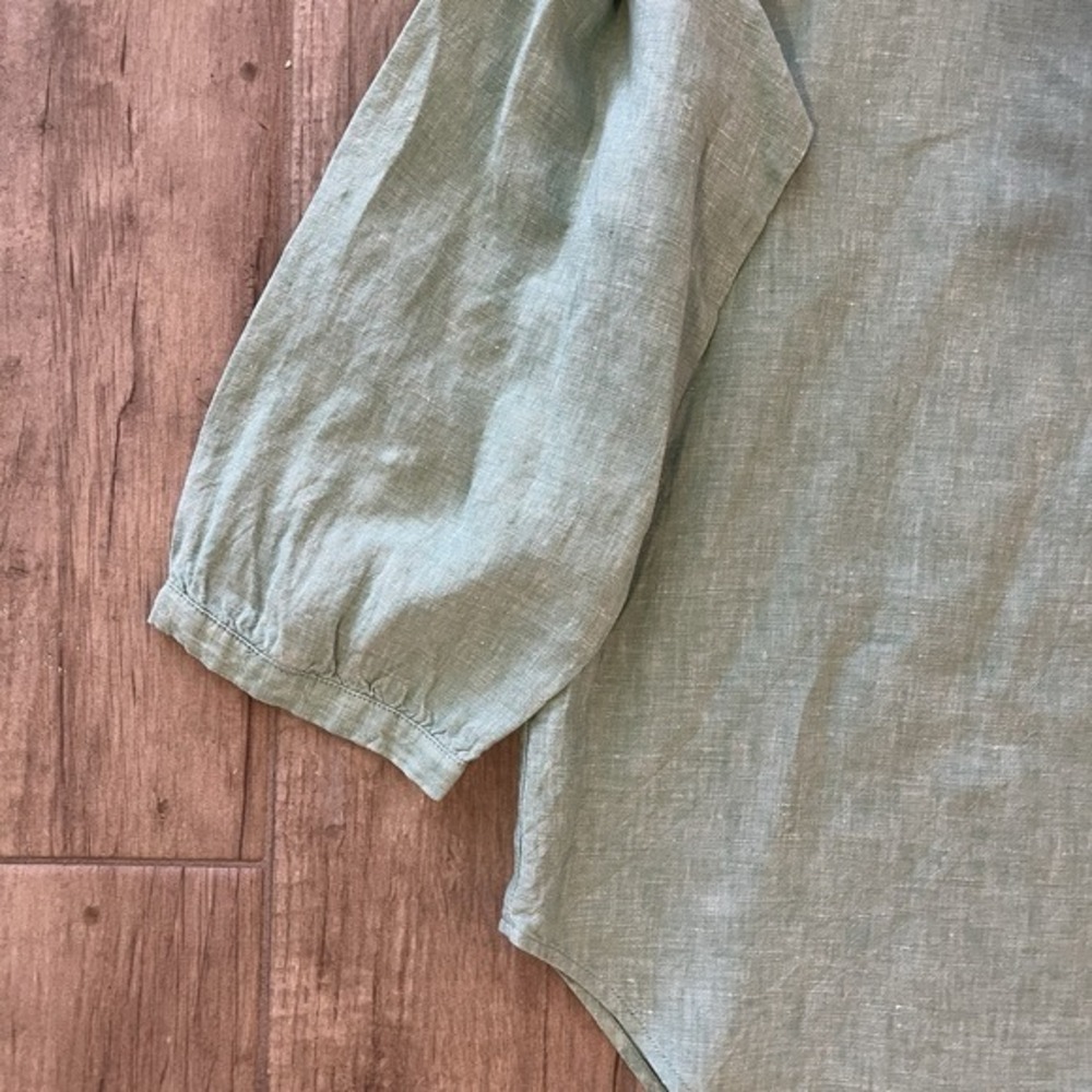 David Jones Linen Top 3/4 Button Front  3/4‎ Sleeve Pale Green Women XXL. Aus - Picture 2 of 14